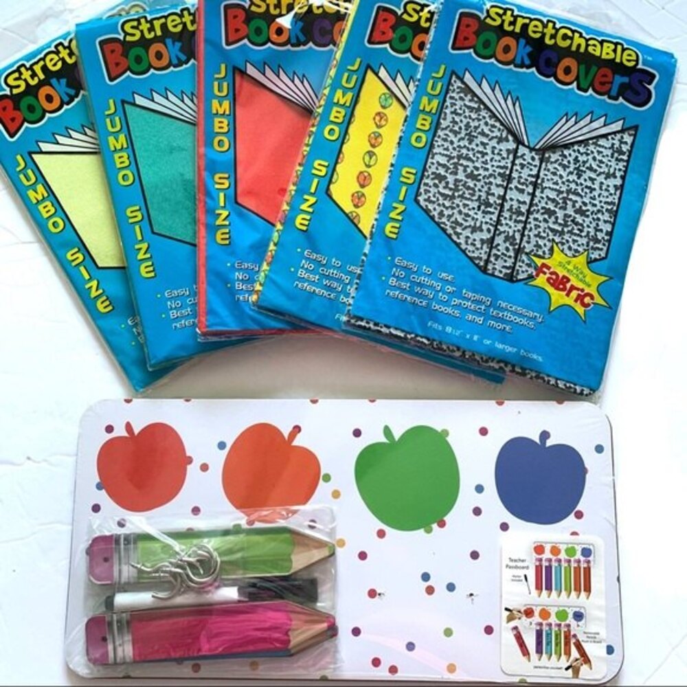 NEW Stretch Book Covers Jumbo Size & Teacher Pass Board